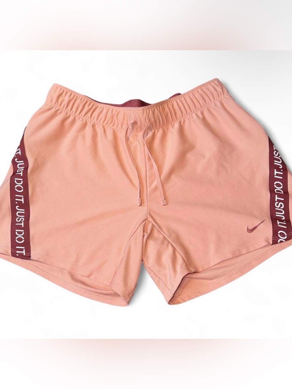Nike Women's Peach Athletic Training Shorts with Maroon Side Trim